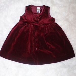🔥Baby GAP Wine Velvet Button Up Dress